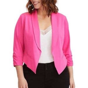 Torrid Plus Size Hot Pink Blazer Women’s 5X Barbiecore Statement Jacket Dopamine
